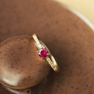 Natural Rose Garnet Cluster Band Ladies Ring
