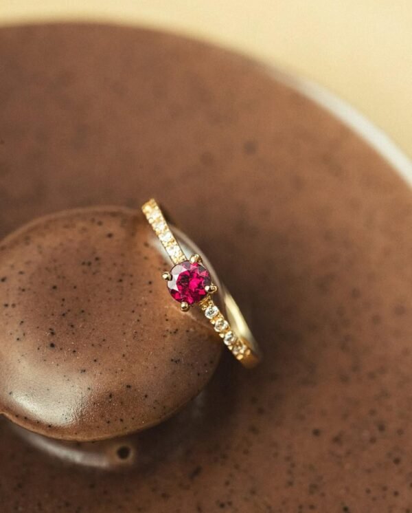 Natural Rose Garnet Cluster Band Ladies Ring