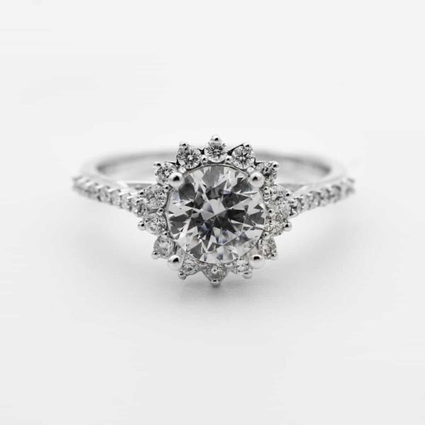 Natural White Topaz Cluster Band Ladies Ring